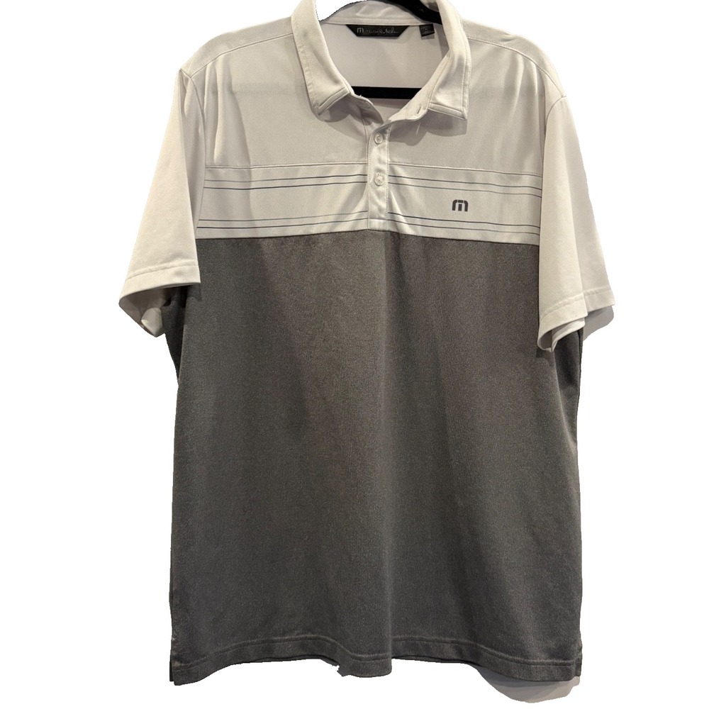 Travis Mathew LOT of Two Polo Shirts XL Gray White Colorblock, Blue Cactus Print - Picture 5 of 12